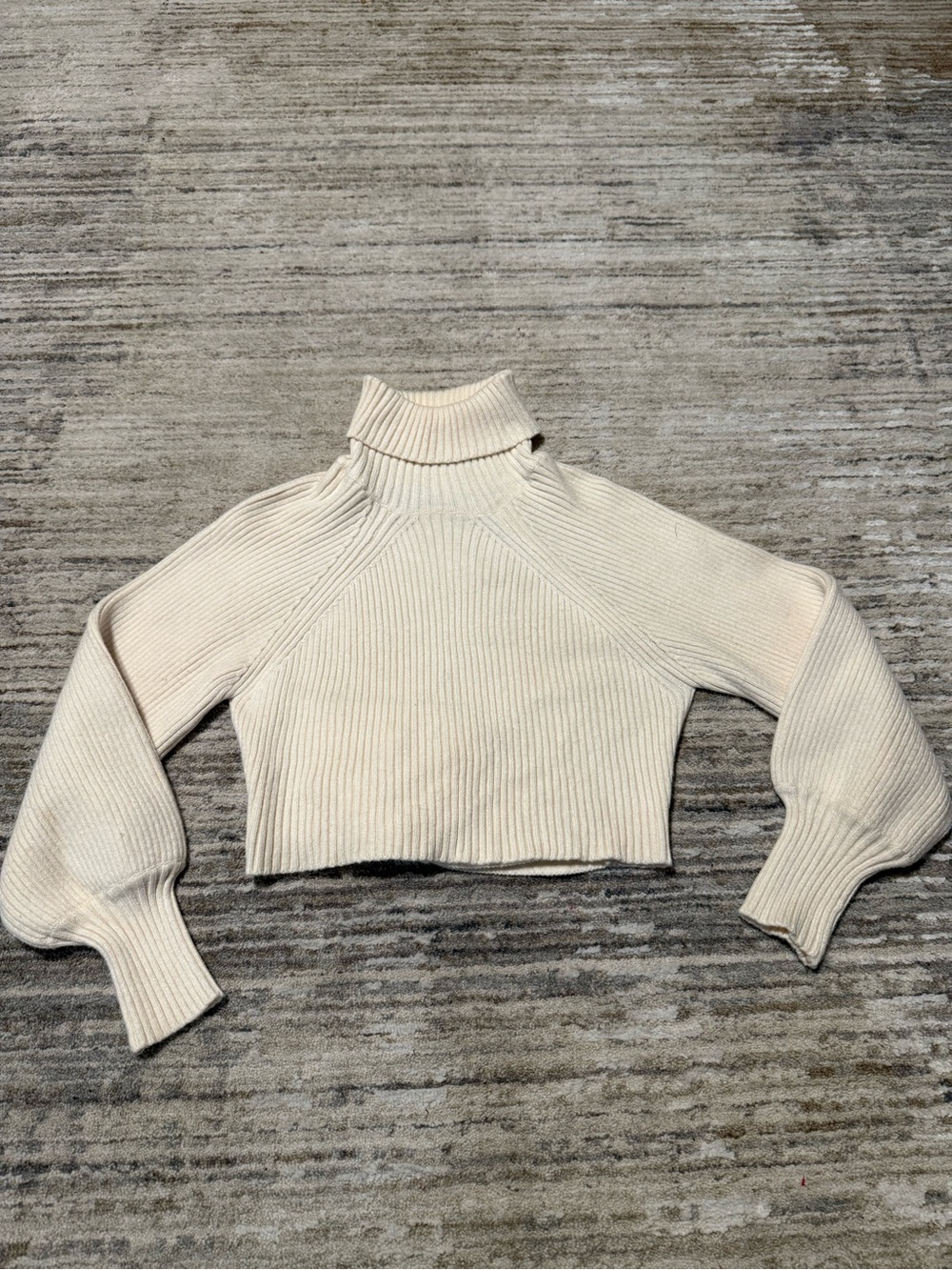 Princess Polly Cropped Cream Ribbed Turtleneck